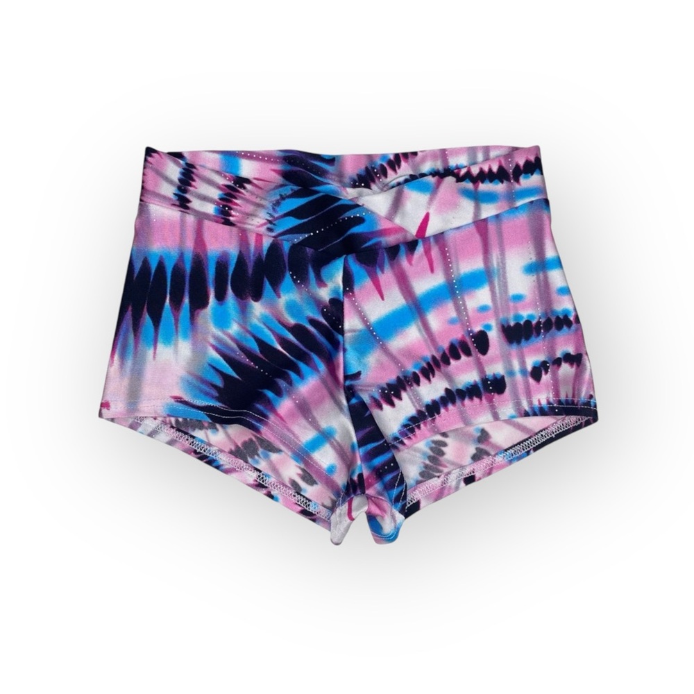 Motionwear ⍟ V-Waist Dance Gymnastic Competition Shorts ⍟ Multicolor Print ⍟ XS